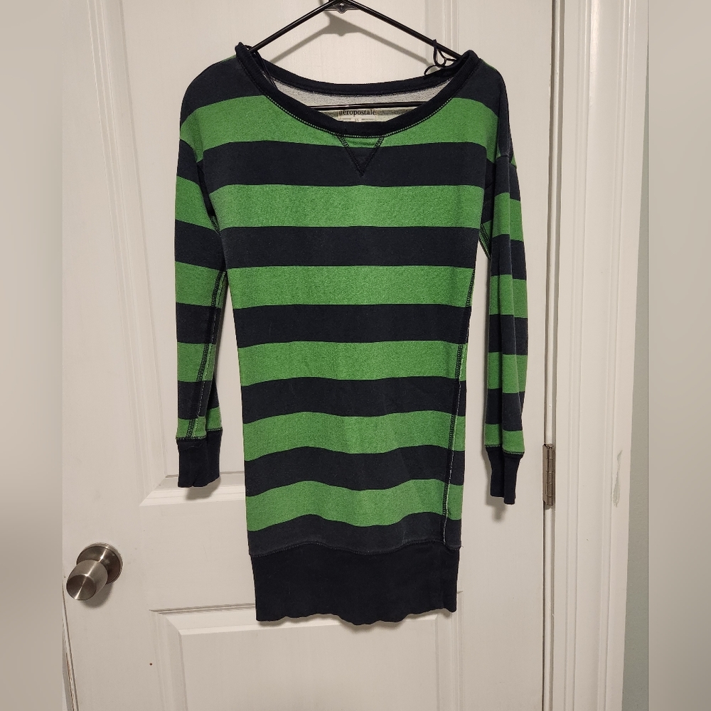 XS Aeropostale blue and green striped top